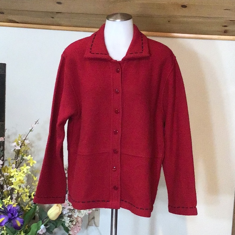 100% merino wool sweater jacket by Saguaro.